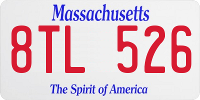 MA license plate 8TL526