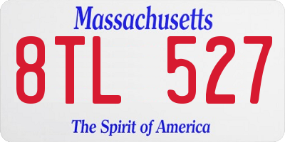 MA license plate 8TL527