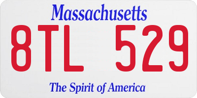 MA license plate 8TL529