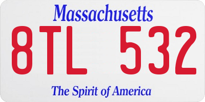 MA license plate 8TL532