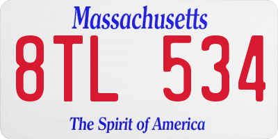 MA license plate 8TL534