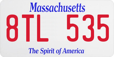 MA license plate 8TL535