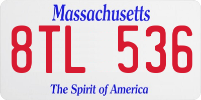 MA license plate 8TL536