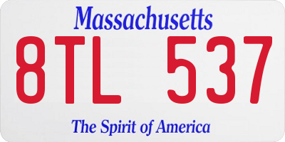 MA license plate 8TL537