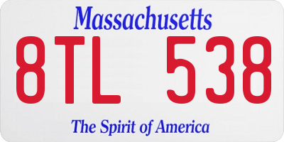 MA license plate 8TL538