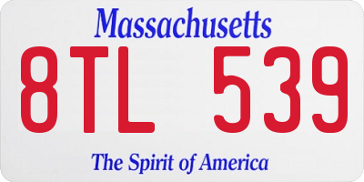 MA license plate 8TL539