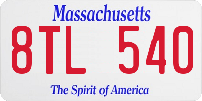 MA license plate 8TL540