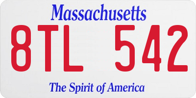 MA license plate 8TL542