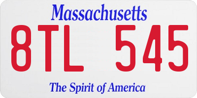 MA license plate 8TL545