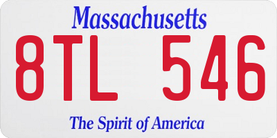 MA license plate 8TL546