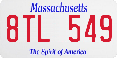 MA license plate 8TL549