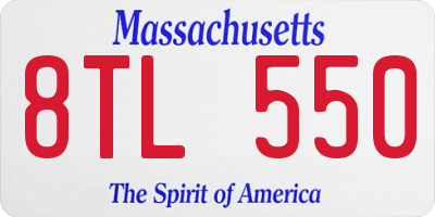 MA license plate 8TL550