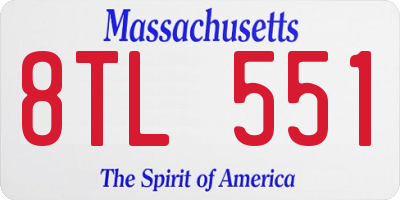 MA license plate 8TL551