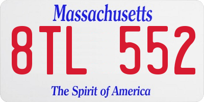 MA license plate 8TL552