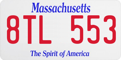 MA license plate 8TL553