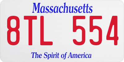 MA license plate 8TL554