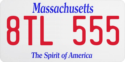 MA license plate 8TL555