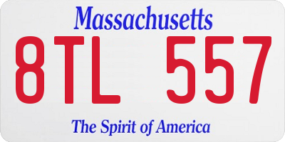 MA license plate 8TL557