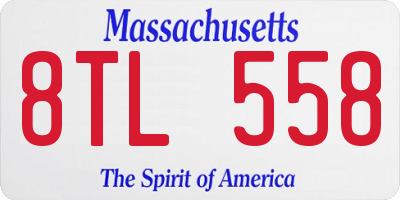 MA license plate 8TL558