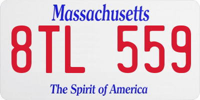 MA license plate 8TL559