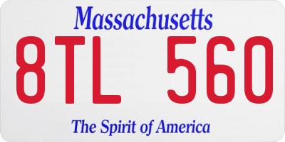 MA license plate 8TL560
