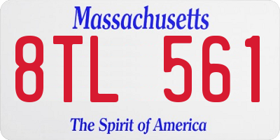 MA license plate 8TL561