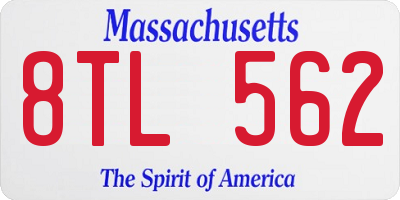 MA license plate 8TL562