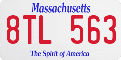 MA license plate 8TL563