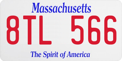 MA license plate 8TL566