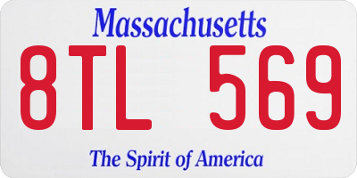 MA license plate 8TL569