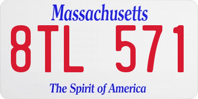 MA license plate 8TL571