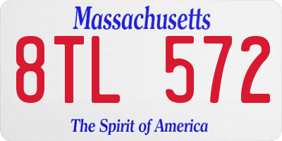 MA license plate 8TL572