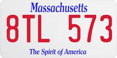 MA license plate 8TL573