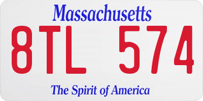 MA license plate 8TL574