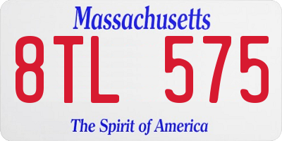 MA license plate 8TL575