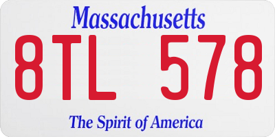 MA license plate 8TL578
