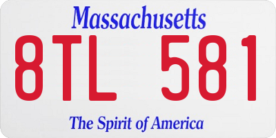 MA license plate 8TL581