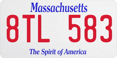 MA license plate 8TL583