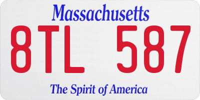 MA license plate 8TL587