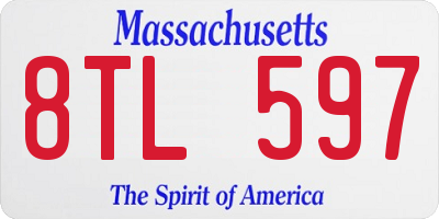 MA license plate 8TL597