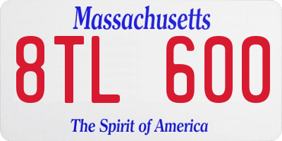 MA license plate 8TL600