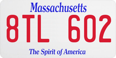 MA license plate 8TL602