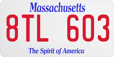 MA license plate 8TL603