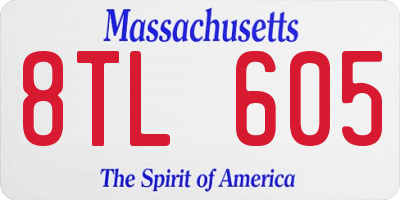 MA license plate 8TL605