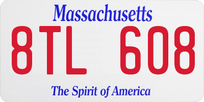 MA license plate 8TL608