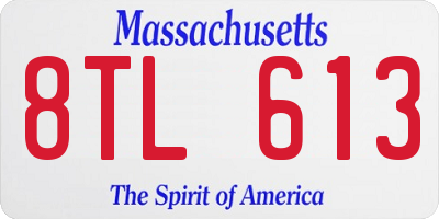 MA license plate 8TL613