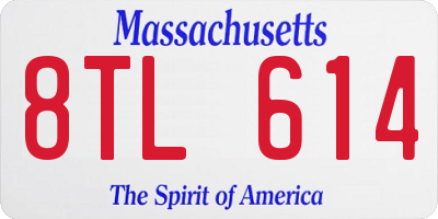 MA license plate 8TL614