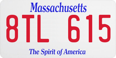 MA license plate 8TL615