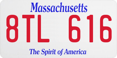 MA license plate 8TL616