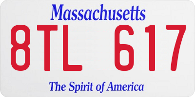 MA license plate 8TL617